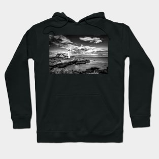 Portland Head Light Maine Black and White Painterly Hoodie